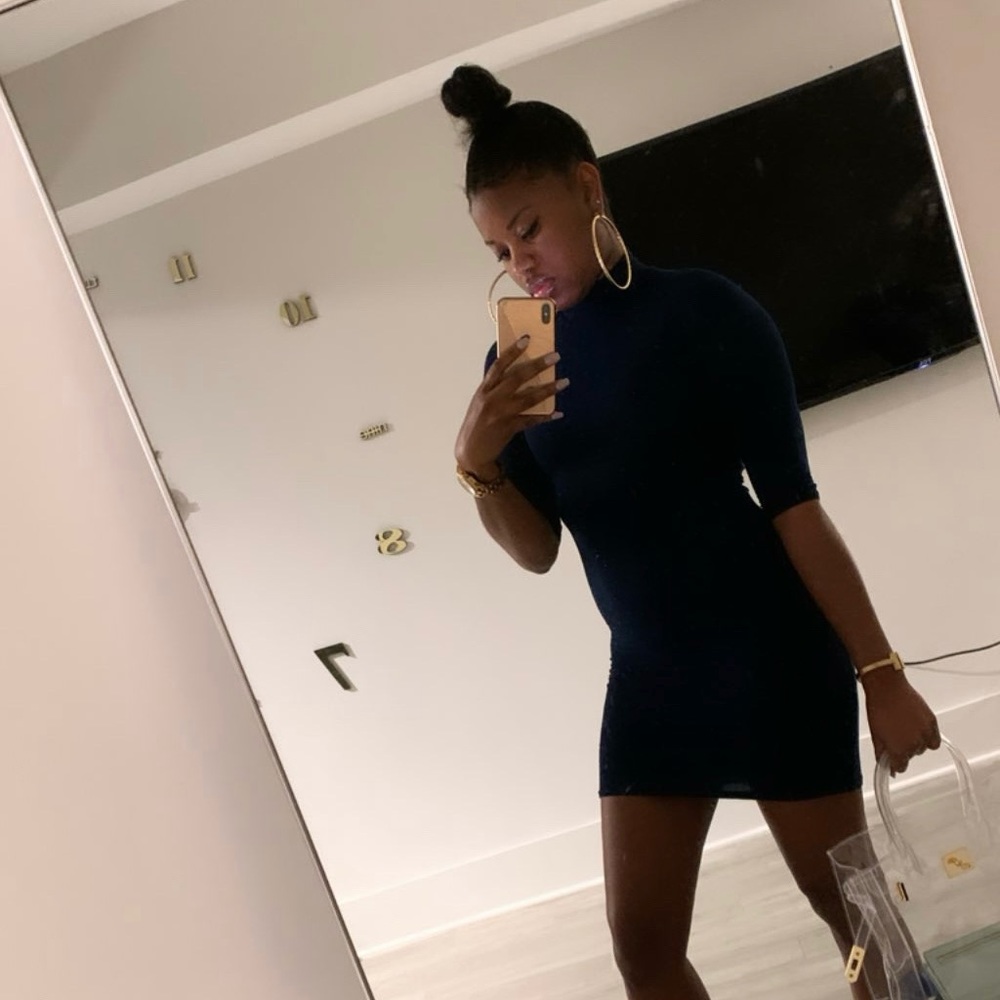 Navy Blue Mini Bodycon Dress - Picture 2 of 2